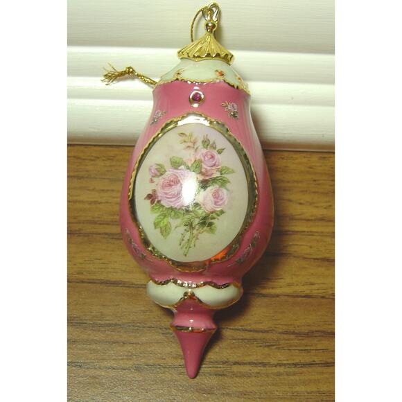 2 LENA LIU FOREVER FLOWERS ORNAMENTS-ROSES & VIOLETS-BRADFORD EDITIONS - Picture 2 of 5